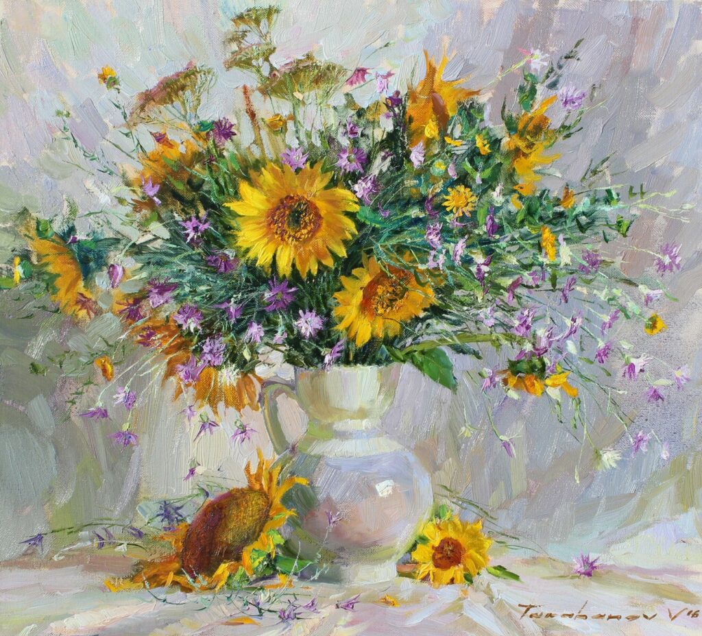 Wildflowers and sunflowers