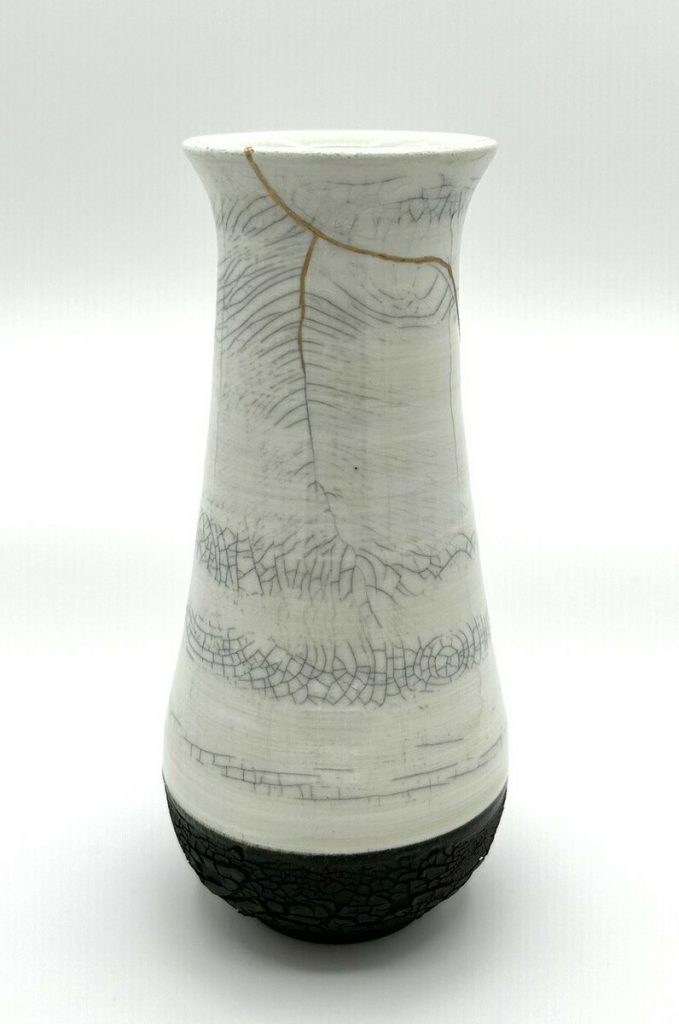 Winter Ash Vase with Kintsugi 1